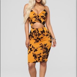 Mustard and black xl flower dress